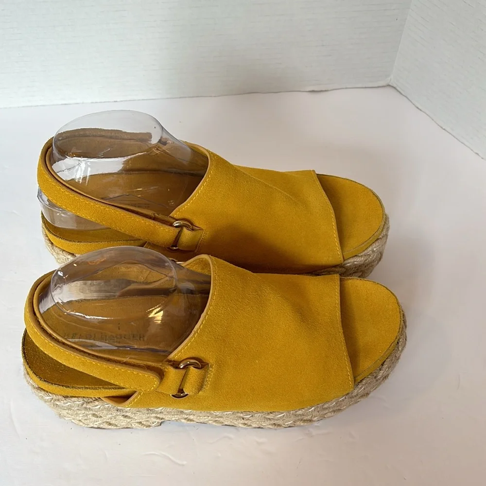 Kelsi Dagger Mustard Yellow Espadrille Wedge Sandals